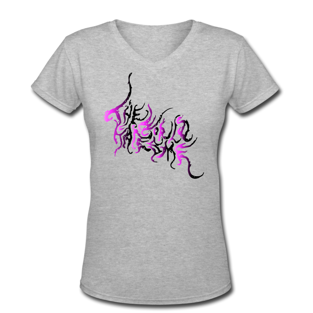 Women's V-Neck The World Hates Me Graffiti - gray