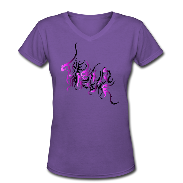 Women's V-Neck The World Hates Me Graffiti - purple