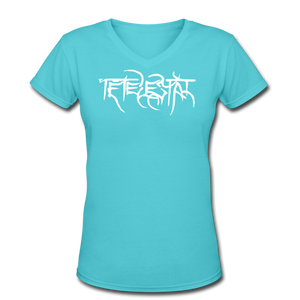 Women's V-Neck Tetelestai - aqua