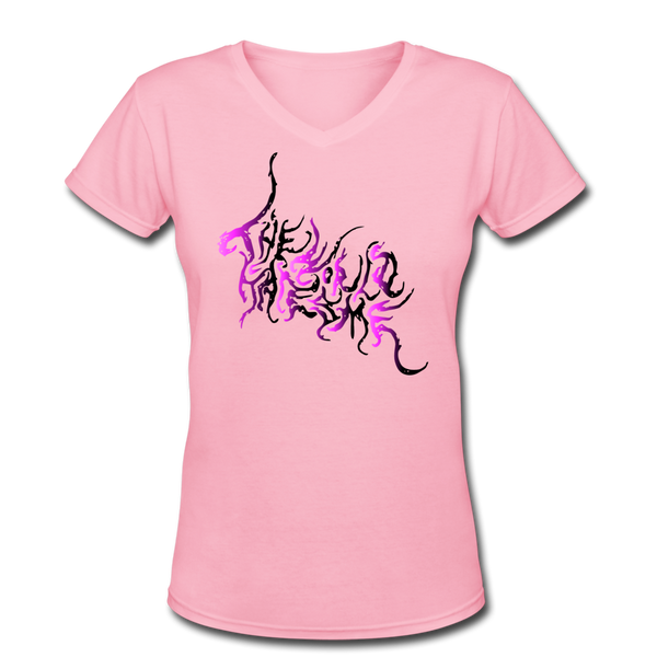 Women's V-Neck The World Hates Me Graffiti - pink