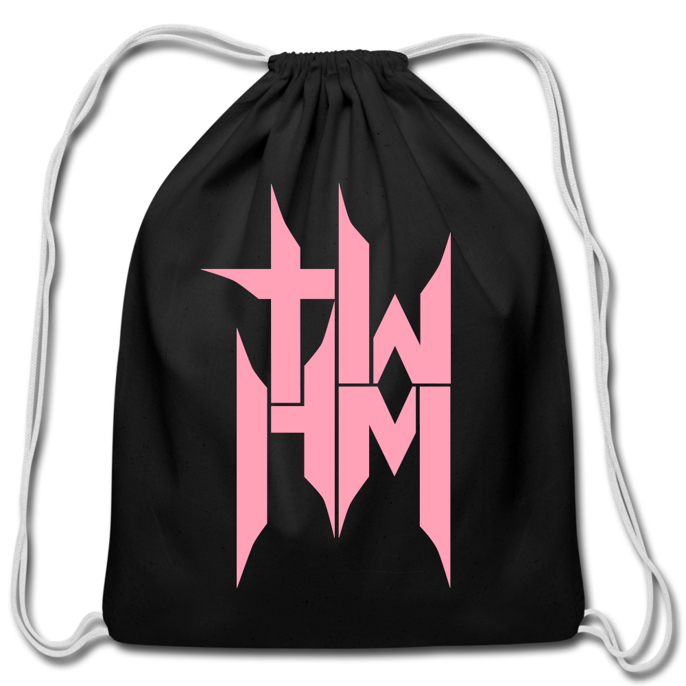 TWHM Cotton Drawstring Bag Pink Letter - black