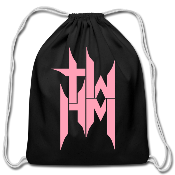 TWHM Cotton Drawstring Bag Pink Letter - black