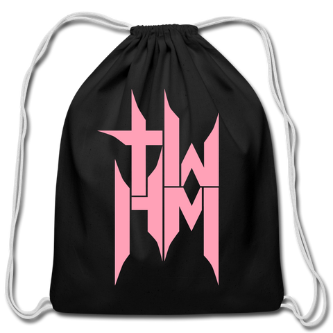 TWHM Cotton Drawstring Bag Pink Letter - black