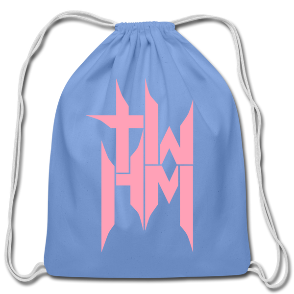 TWHM Cotton Drawstring Bag Pink Letter - carolina blue