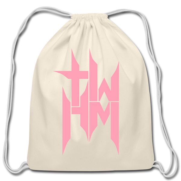 TWHM Cotton Drawstring Bag Pink Letter - natural