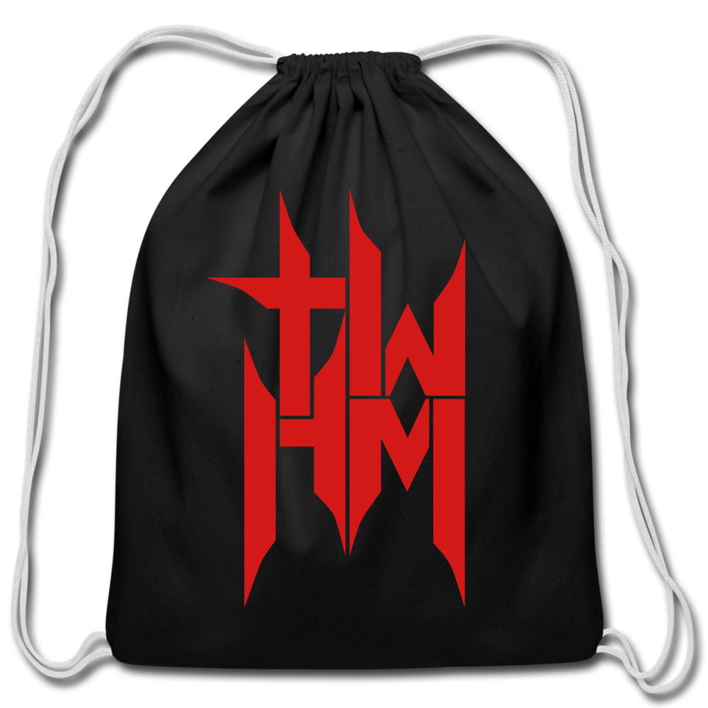 TWHM Cotton Drawstring Bag Red Letter - black