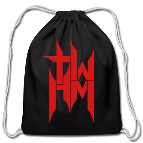 TWHM Cotton Drawstring Bag Red Letter - black