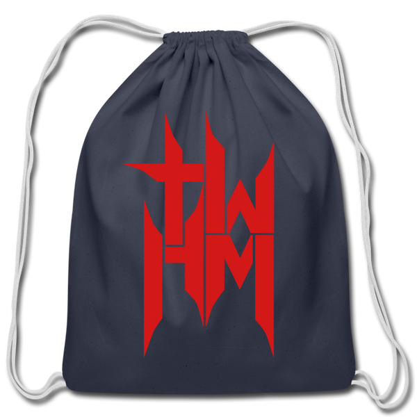 TWHM Cotton Drawstring Bag Red Letter - navy