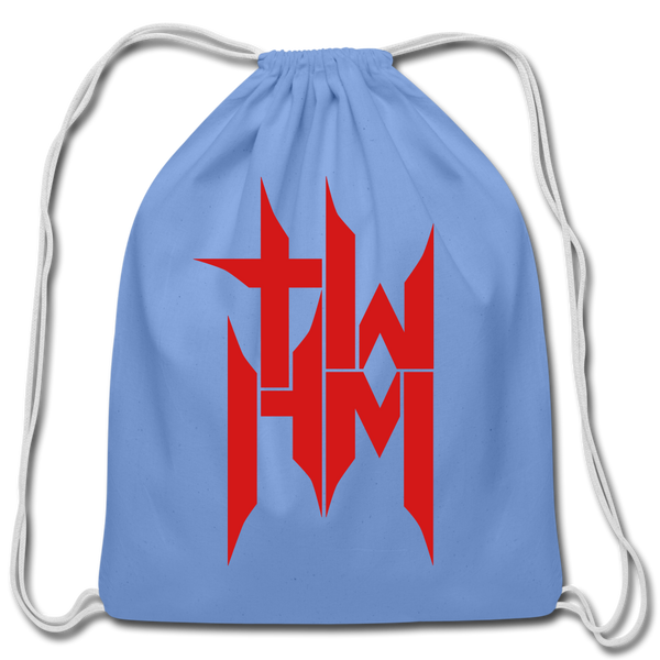 TWHM Cotton Drawstring Bag Red Letter - carolina blue