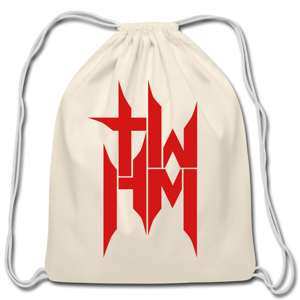 TWHM Cotton Drawstring Bag Red Letter - natural