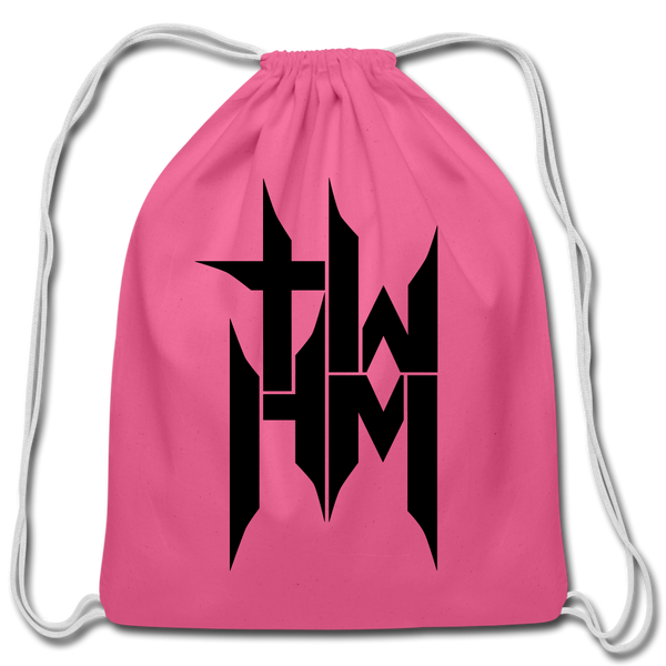 TWHM Cotton Drawstring Bag Black Letter - pink