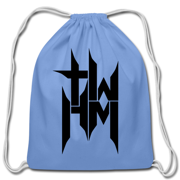 TWHM Cotton Drawstring Bag Black Letter - carolina blue