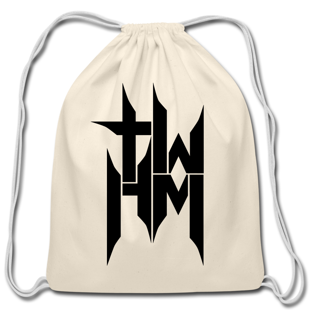 TWHM Cotton Drawstring Bag Black Letter - natural