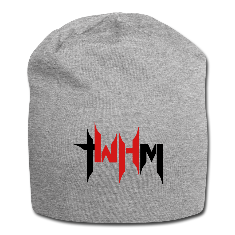 TWHM Jersey Beanie Black + Red Letter - heather gray