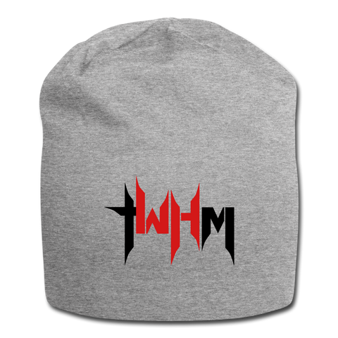 TWHM Jersey Beanie Black + Red Letter - heather gray
