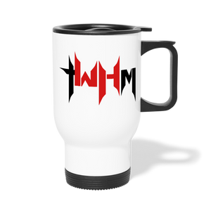 TWHM Travel Mug Black + Red Letter - white