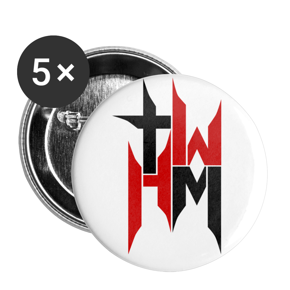 TWHM Square Logo Buttons small 1'' (5-pack) - white