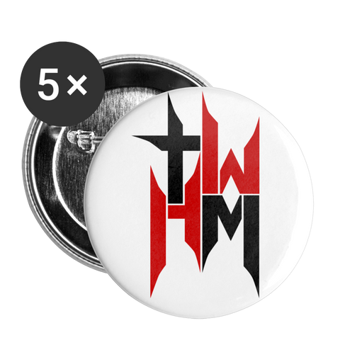 TWHM Square Logo Buttons small 1'' (5-pack) - white