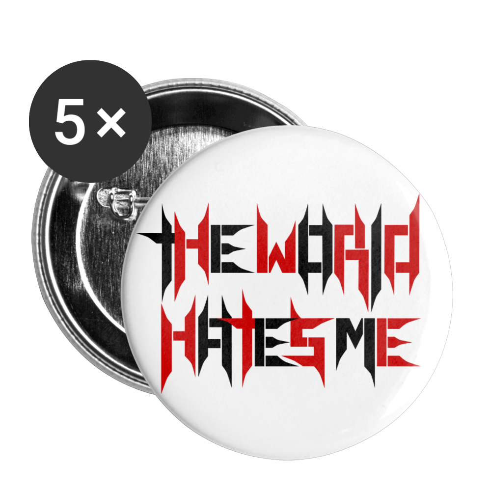 TWHM Full Logo Black + Red Letter Buttons small 1'' (5-pack) - white