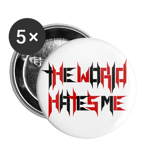 TWHM Full Logo Black + Red Letter Buttons small 1'' (5-pack) - white