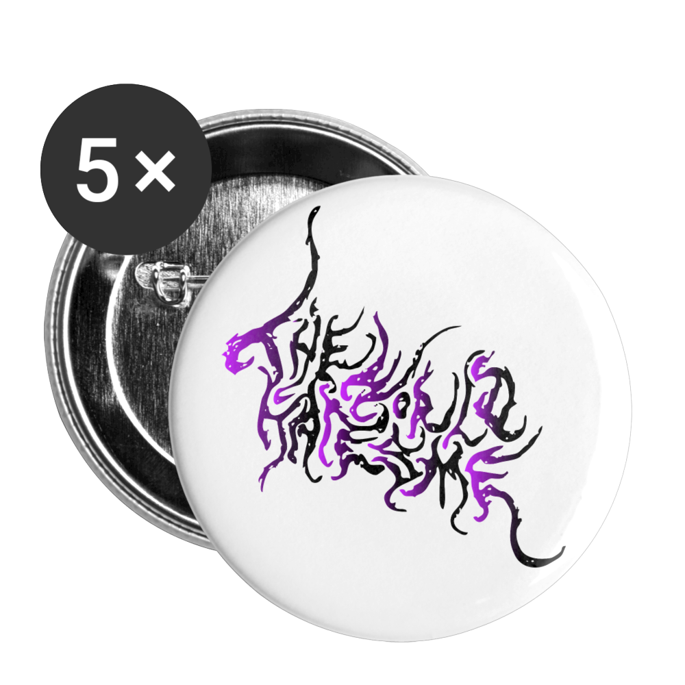 TWHM Graffiti Black + Purple Gradient Buttons small 1'' (5-pack) - white