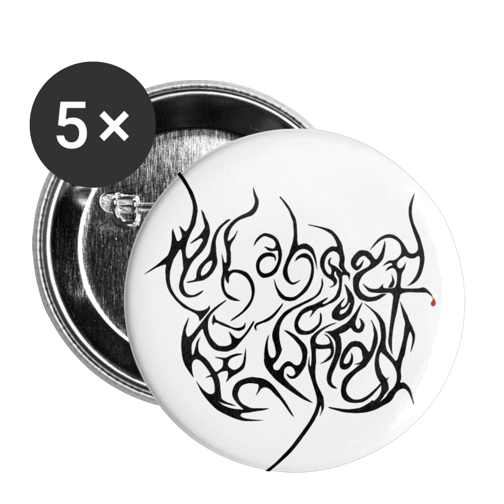 No Longer Buried Black Letter Buttons small 1'' (5-pack) - white