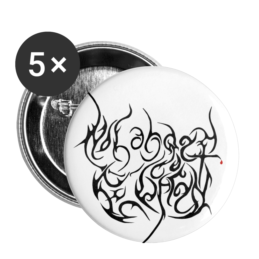 No Longer Buried Black Letter Buttons large 2.2'' (5-pack) - white