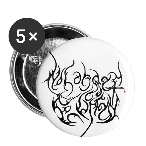 No Longer Buried Black Letter Buttons large 2.2'' (5-pack) - white