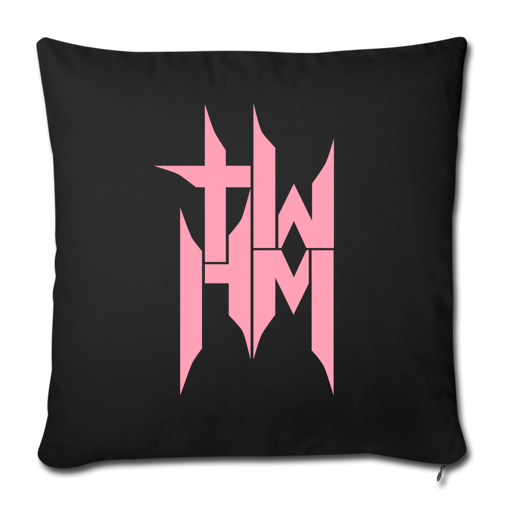 TWHM Square Logo Pink Letter Throw Pillow Cover 18” x 18” - black