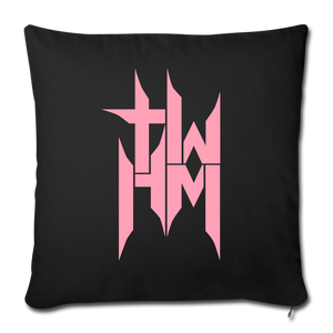 TWHM Square Logo Pink Letter Throw Pillow Cover 18” x 18” - black