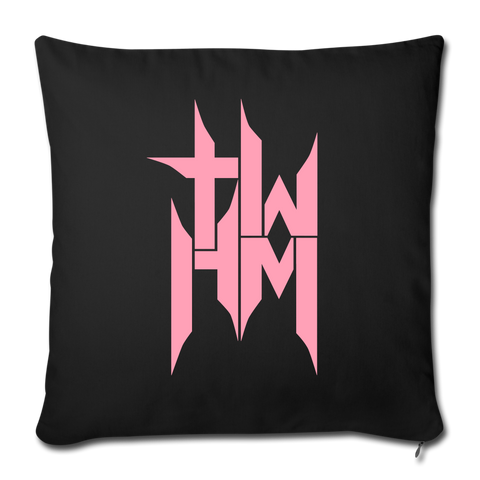 TWHM Square Logo Pink Letter Throw Pillow Cover 18” x 18” - black