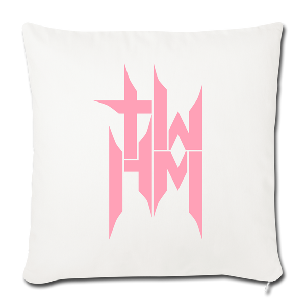 TWHM Square Logo Pink Letter Throw Pillow Cover 18” x 18” - natural white