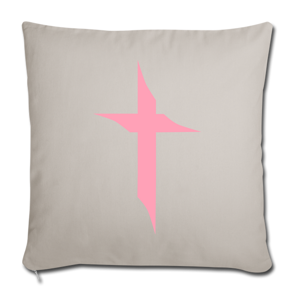 TWHM Square Logo Pink Letter Throw Pillow Cover 18” x 18” - light grey