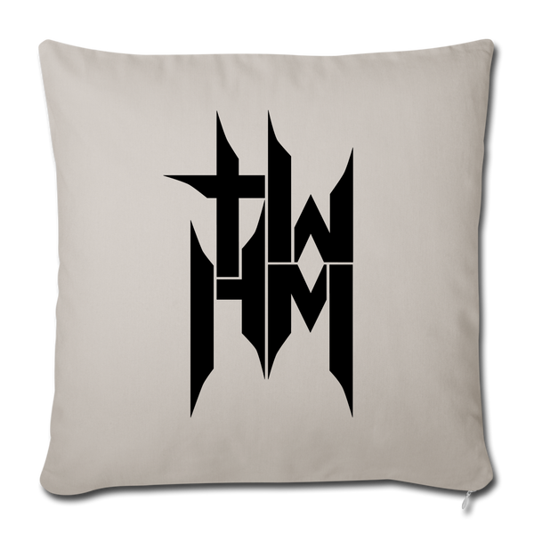 TWHM Square Logo Black Letter Throw Pillow Cover 18” x 18” - light grey