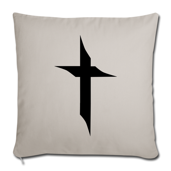 TWHM Square Logo Black Letter Throw Pillow Cover 18” x 18” - light grey