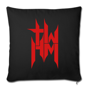 TWHM Square Logo Red Letter Throw Pillow Cover 18” x 18” - black