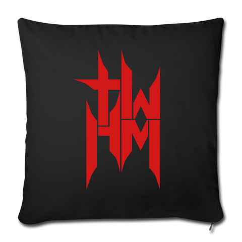 TWHM Square Logo Red Letter Throw Pillow Cover 18” x 18” - black