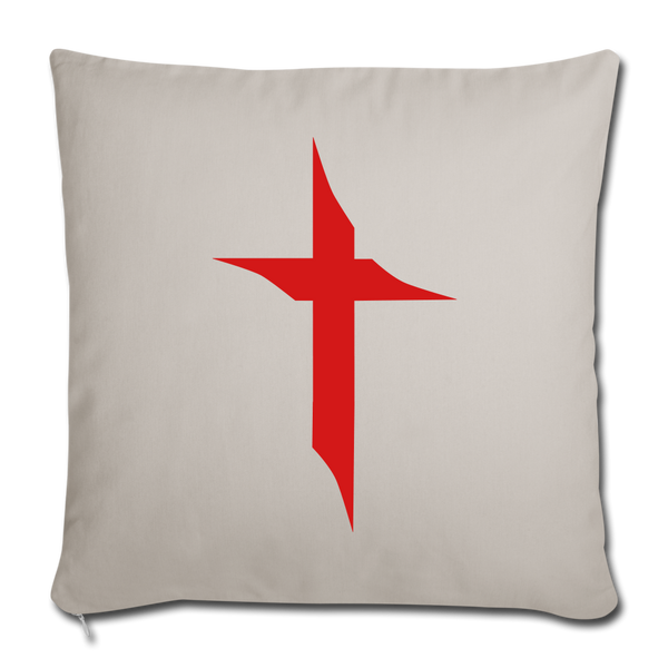 TWHM Square Logo Red Letter Throw Pillow Cover 18” x 18” - light grey