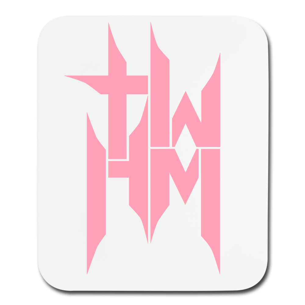 TWHM Square Logo Pink Letter Mouse pad Vertical - white