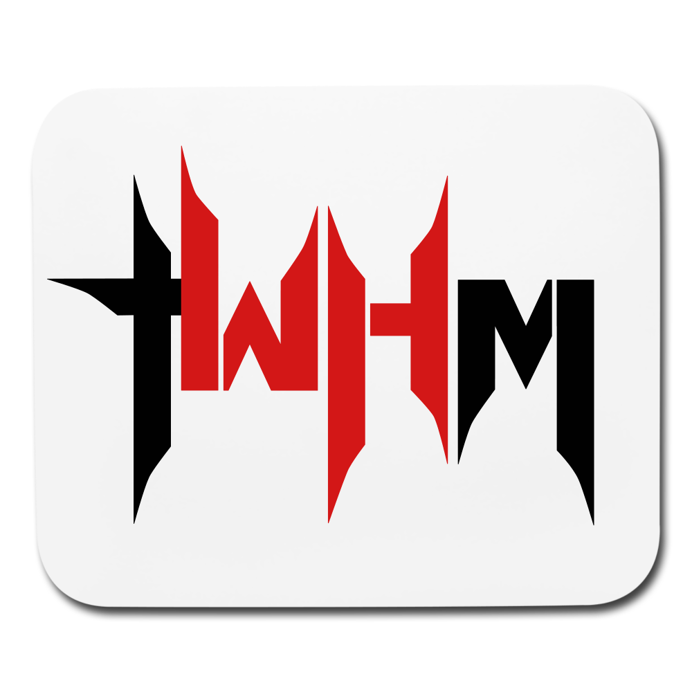 TWHM Flat Logo Black + Red Letter Mouse Pad Horizontal - white