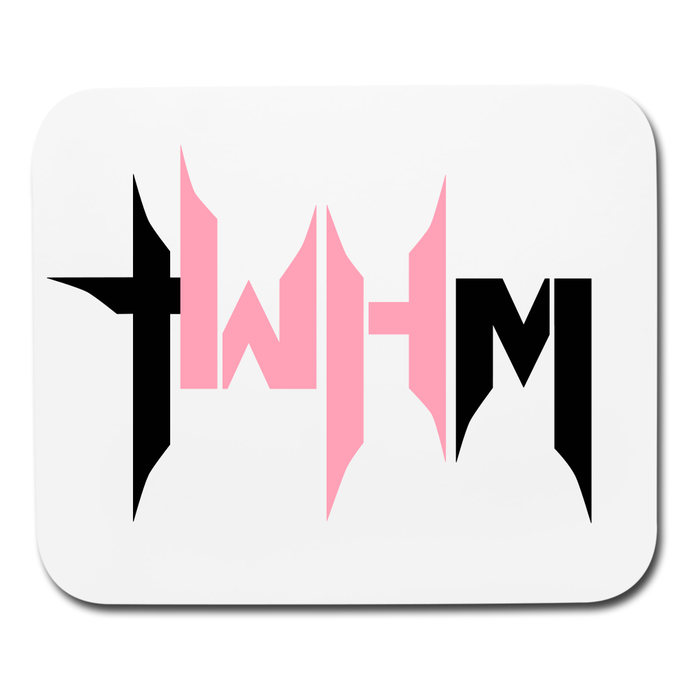 TWHM Flat Logo Black + Pink Letter Mouse Pad Horizontal - white