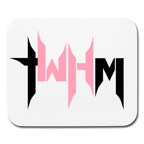 TWHM Flat Logo Black + Pink Letter Mouse Pad Horizontal - white