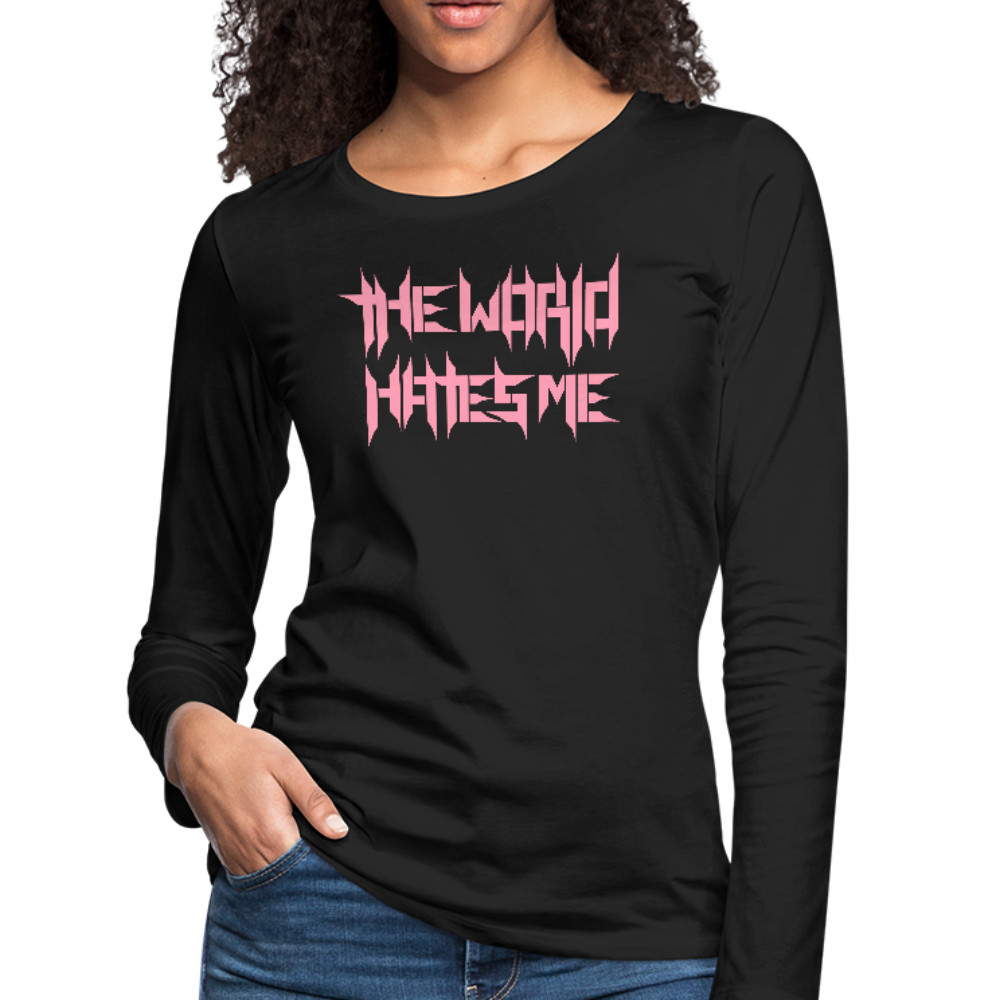 TWHM Full Logo Pink Letter Women's Premium Long Sleeve T-Shirt - black