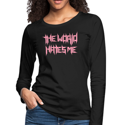 TWHM Full Logo Pink Letter Women's Premium Long Sleeve T-Shirt - black