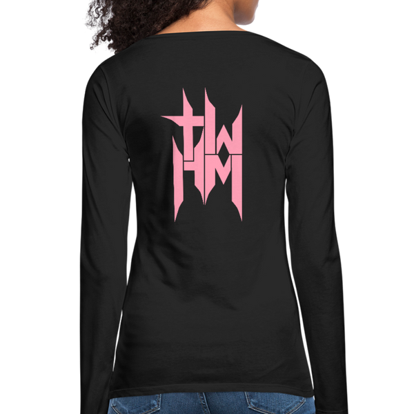 TWHM Full Logo Pink Letter Women's Premium Long Sleeve T-Shirt - black