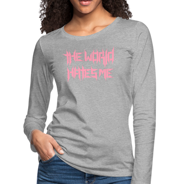 TWHM Full Logo Pink Letter Women's Premium Long Sleeve T-Shirt - heather gray