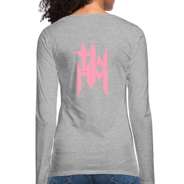 TWHM Full Logo Pink Letter Women's Premium Long Sleeve T-Shirt - heather gray