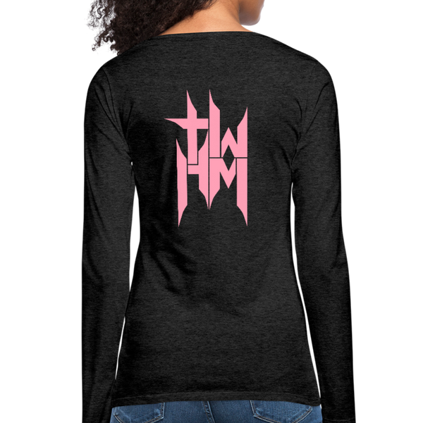 TWHM Full Logo Pink Letter Women's Premium Long Sleeve T-Shirt - charcoal gray