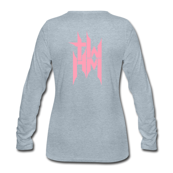 TWHM Full Logo Pink Letter Women's Premium Long Sleeve T-Shirt - heather ice blue