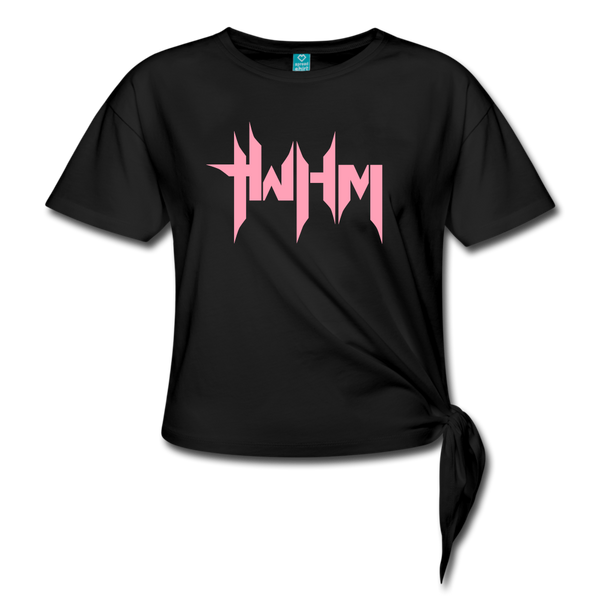 TWHM Flat Logo Pink Letter Women's Knotted T-Shirt - black